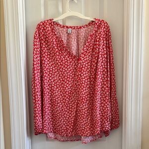 Old Navy Red Long Sleeve Relaxed Blouse